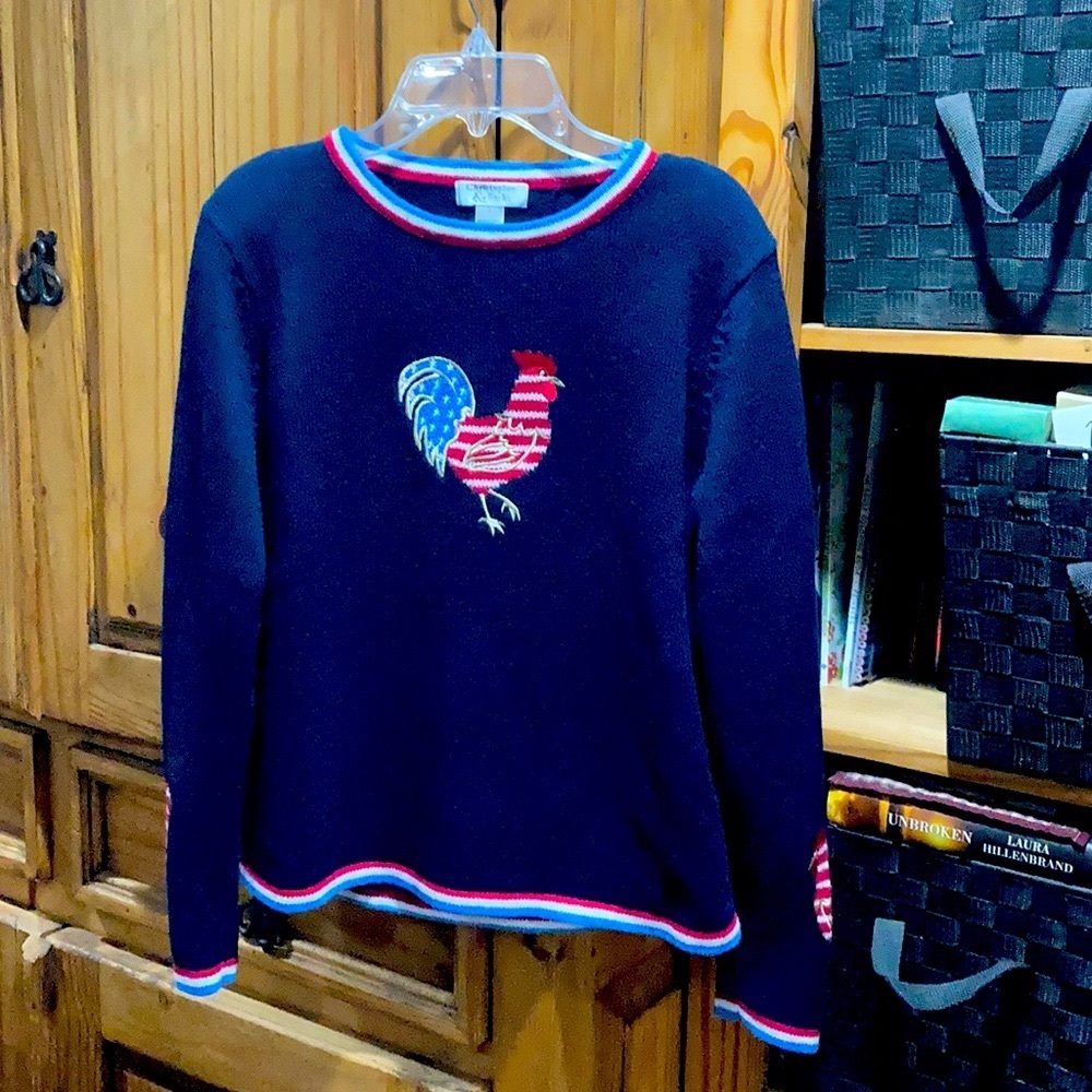Christopher & Banks patriotic rooster sweater